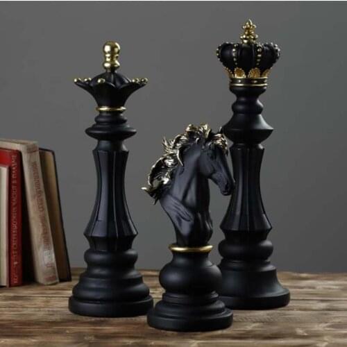 Resin Chess Pieces Home Decoration Board Games Accessories International Chess Figurines Retro Simple Modern Chessmen Ornaments
