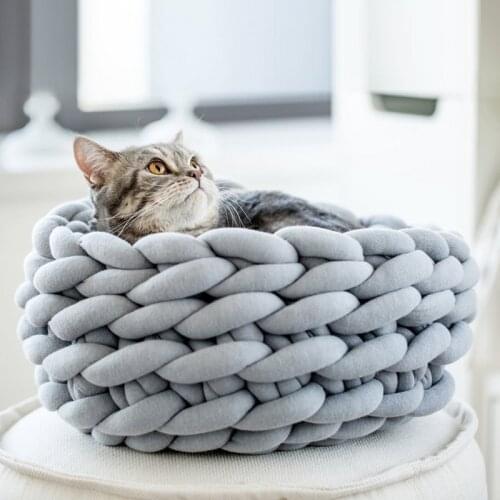 Braided Dog Bed Warming Dog House Soft Pet Nest Kennel Dog Baskets Indoor Sleeping Bag Cat Cage Puppy Cave Bed Sofa Plus Size