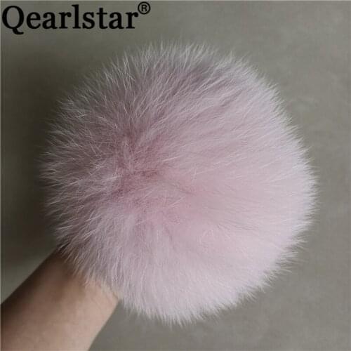 Pink Fox Fur Pompoms 5pcs/lot Fluffy 14cm Natural Fur Pom Pom For Knitted Hat Cap Beanies Shoes Scarf Key Chain Real Fur Balls