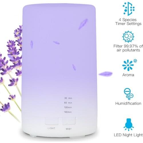 Portable Mini Home Car Ultrasonic Air Humidifier USB Charging 7 Color LED Light Aroma Essential Oil Diffuser 125ml With 4 Timer