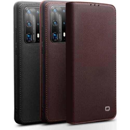 QIALINO Fashion Ultrathin Card Slot Flip Case for Huawei P40 Pro Luxury Genuine Leather Wallet Phone Cover for Huawei P40