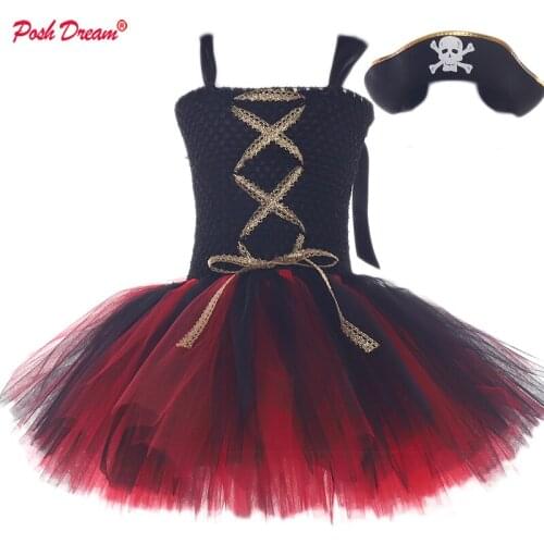 POSH DREAM Halloween Christmas Gift Pirate Costumes Girls Party Cosplay Costume for Children Kids Clothes Performance Kindergart