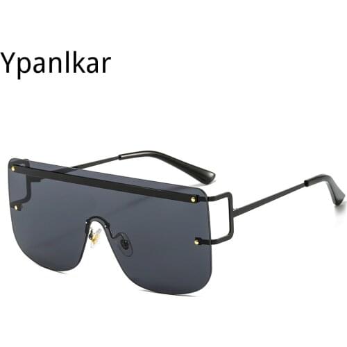 Brand Designer Men Oversized Sunglasses One Piece Goggles for Women Metal Frame Driving UV400