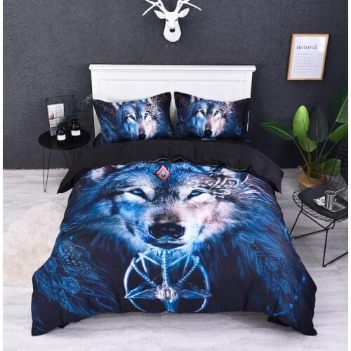 Fashion 3pcs 3d Digital fighting wolf Printing Bedding Set Duvet Cover Sets 1 Quilt Cover + 1/2 Pillowcases US/EU/AU Size