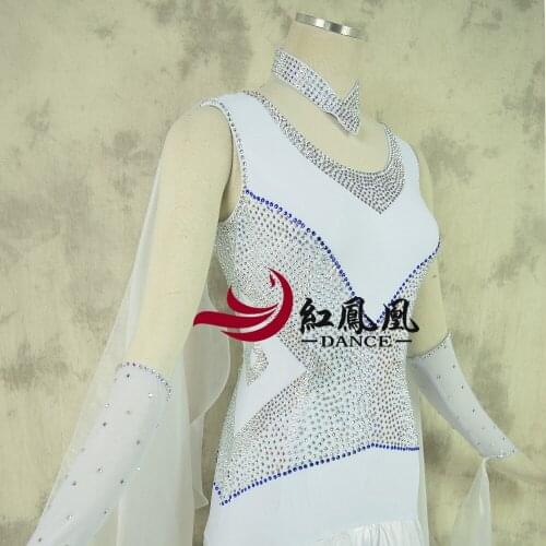 Standard Ballroom Dress Women New Of 2018 Custom Made High-necked Long Sleeved Waltz Ballroom Dance Competition Dresses