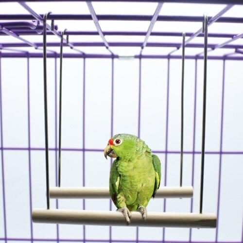 T3EC Natural Wooden Birds Perch Parrots Hanging Swing Cage Pendant Toys Stand Holder