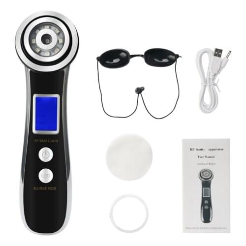 Ultrasonic RF EMS LED Photon Lights Skin Rejuvenation Instrument For Facial Lift Scrubber Wrinkle Remover Face Pore Cleanser
