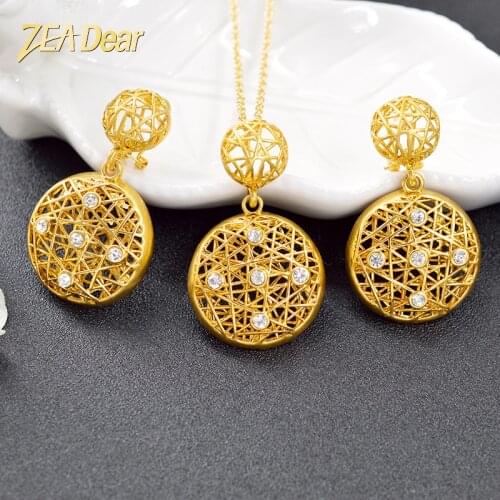 ZEA Dear Jewelry Round Jewelry Set For Women Earrings Pendant Necklace Cubic Zirconia Jewelry Set For Wedding Jewelry Findings