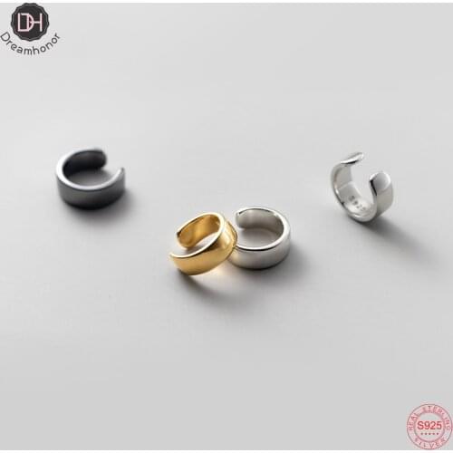 Dreamhonor Genuine 925 Sterling Silver Simple C Shape Ear Bone Clip Earrings for Women Birthday Gifts Jewelry