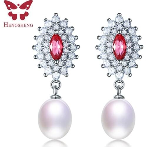 Top 100% Genuine Pearl Earrings Elegant Long Earring Fine Pearl Jewelry Dangle Earrings AAAA 7-8mm Pearl, 925 Silver Earrings