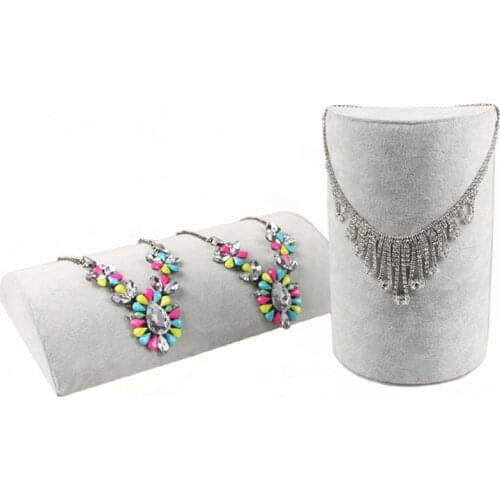 1pcs Quality Velvet Bracelet Chain Pendant Necklace Storage Pillow Wooden Stand Holder Shelf Showcase Jewelry Display Rack Base