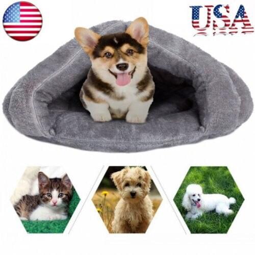 2 Size Puppy Pet Cat Dog Soft Warm Nest Kennel Bed Cave House Sleeping Bag Mat Pad Tent S L 5 Colors Pets Winter Warm Cozy Beds