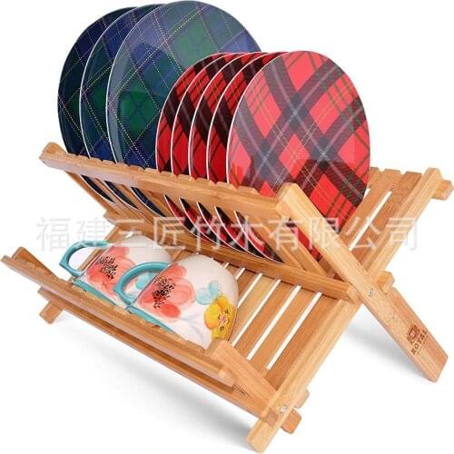 2 layer was dried bamboo plate dish rack Lek i - collapsible frame plate and dish rack Drain