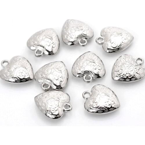 20Pcs Silver Tone CCB Shape Heart Charms Pendants Component Accessories 24x27mm(1"x1 1/8")