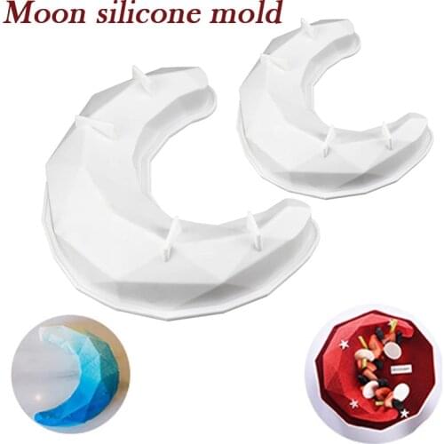 3D Diamond Moon Silicone Mold Baking Nonstick Cake Dessert Mousse Mold Bakeware Tools For Kitchen MUMR999
