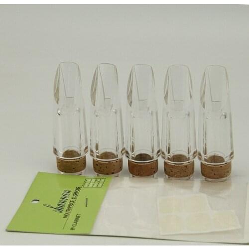 5PCS Crystal Clarinet, Clarinet Mouthpiece Transparent High-grade +Dental pad