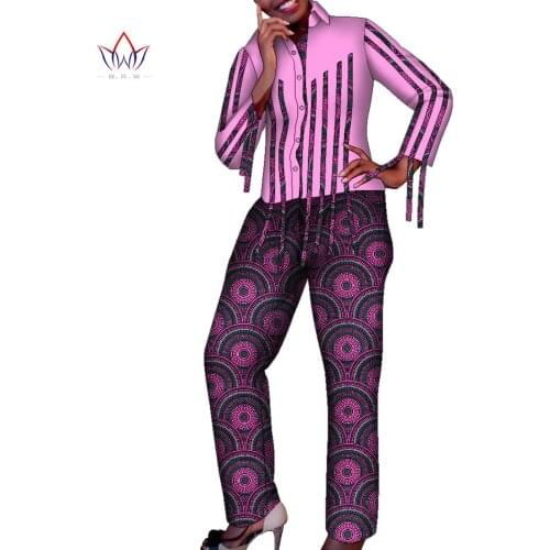 Bintarealwax African Clothes for Women Dashiki Fashion Tassel Top and Pant Sets Plus Size Clothing 3XL 4XL 5XL 6XL WY9135