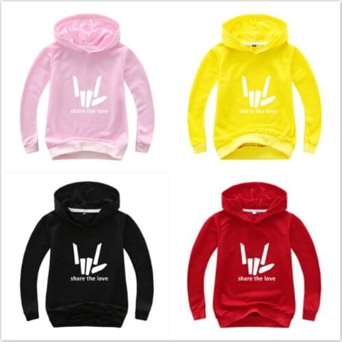 Spring Children Share The Love Print Clothes Autumn Hoodies Boys Coat Girl Sweatshirts Kids Long Sleeve T-Shirts Hooded Tops Tee