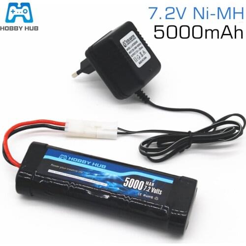 Hobby Hub 7.2V 5000mAh SC*6 Cells Battery with Charger Rechargeable Ni-MH Battery for RC toys RC Cars 7.2 v Battery Tamiya Plug