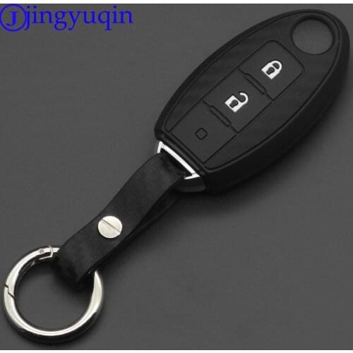 Jingyuqin 10p 2/3Btns Carbon Silicone Car Key Case For Nissan X-Trail 370Z Cube Micra Qashqai Juke Leaf Tiida Cube Quest Versa