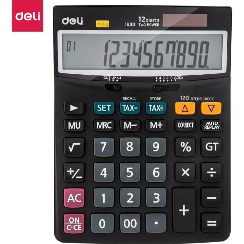 Deli Calculator Metal-12 digits, 120 steps check, tax E1630