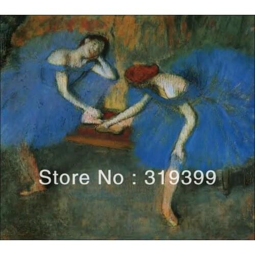 Oil Painting Reproduction on Linen Canvas,Two Dancers in Blue by edgar degas ,Free DHL FAST Shipping,100%handmade