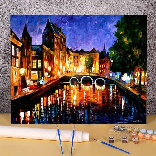 Oil Painting Style Amsterdam Painting By Numbers Package Acrylic Paints 40*50 Canvas Painting Decoration For Adults Art