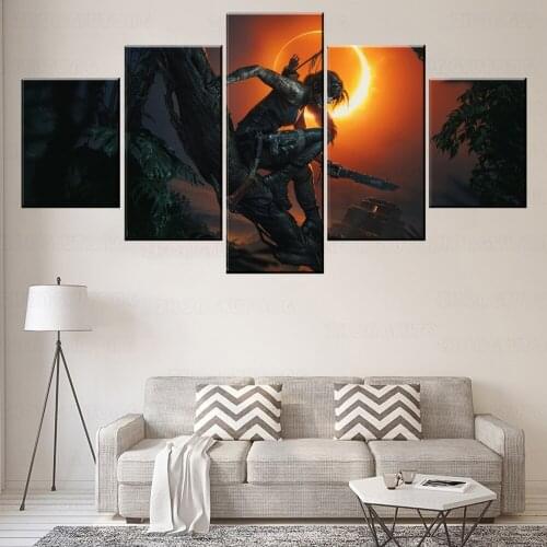 Games Pictures Wall Art Decorative Modern On Canvas Printing Type 5 Pieces Shadow of the Tomb Raider Painting Home Decorative