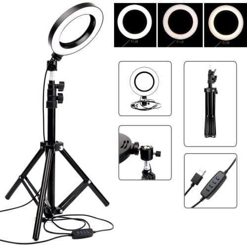 6" 16cm Dimmable LED Ring Light 68cm Table Tripod Selfie Ring Lamp Photographic Lighting For Makeup Canon Youtube Video Live