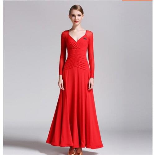 Red Standard Ballroom dance dress Competition Flamenco dance costumes Women Tango dress