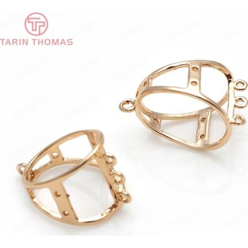 6PCS 22x12.8MM 24K Champagne Gold Color Plated Brass Earring Connector High Quality Diy Jewelry Accessories