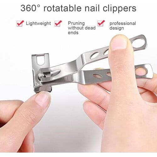 360 Degree Rotate Swivel Fingernail Clipper Toenail Toe Nail Art Cutter Scissor Multi-Functional