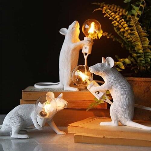 Seletti Resin Mouse Table Lamps for Living Room Bedroom Lamp Mini Animal Rat Desk Light Bedside Led Stand Home Lighting Fixtures