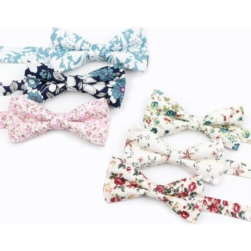 Mens Adjustable Formal Cotton Vintage Pink Blue Floral Bow Tie Butterfly Bowtie Tuxedo Bows Groom Prom Party Accessories Gift