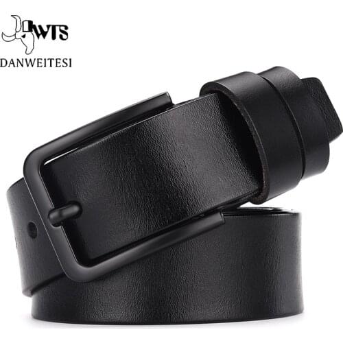 DWTS cow genuine leather luxury strap male belts for men new fashion classice vintage pin buckle leather belt male belt men