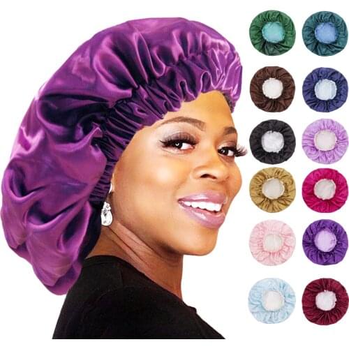 Extra Large Elastic Double Color Butyl Nightcap Fashion Shower Cap Wide-Brimmed Hair Cap Accesorios Cabello