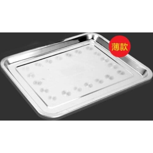 Wholesale 36x27CM Stainless Steel Food Dish Fast Food Plate Rectangular Barbecue Tray