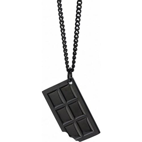 Stainless Steel Black Chocolates Lovers Pendant Necklace Desserts Food Necklaces Jewelry Gift For Him