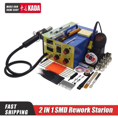 KADA 952D 110V/220V Hot Air Gun + Soldering Iron 2in1 Power BGA rework station welding table