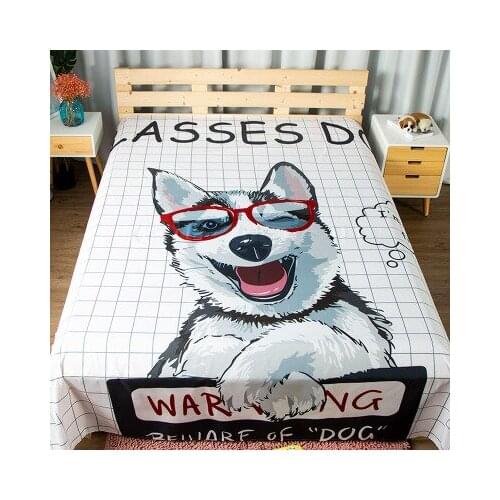 3d Flat Bed Sheet for Kids Girls Bedroom Decor Dog Cat Printed Cartoon Flat Sheet Bedclothes Bed Linens Queen King Single Size