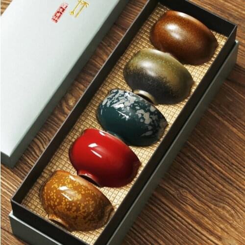 Five elements cup ceramic kungfu tea cup master cup set five famous kilns