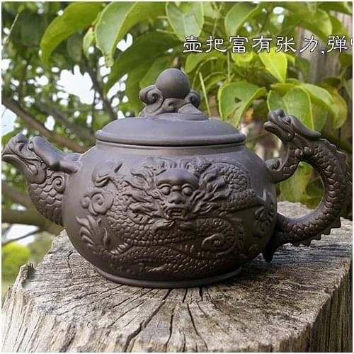 320ml Traditional Chinese Tea pot Dragon and Phoenix Tea kettle Premium tea infuser purple clay tea set,Kung fu teacup