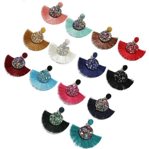 JOUVAL Boho Tassel Earrings Crystal Female Statement Brincos For Women Fashion Big Long Drop Dangle Fringe Earrings 7cm Length