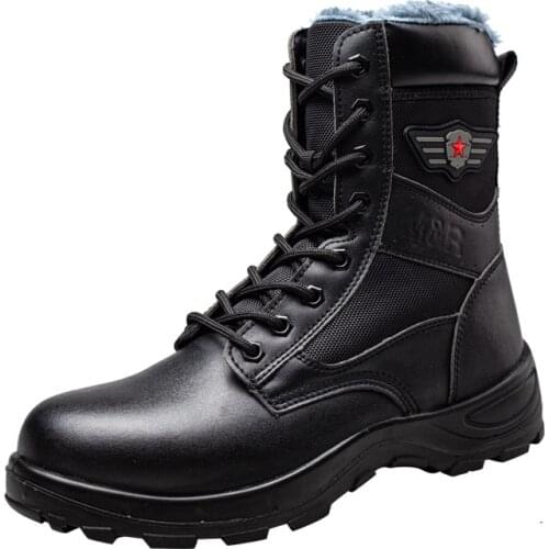 Winter safety shoes mens steel toe cap puncture-proof high-top plus velvet outdoor sports comfortable industrial work boots