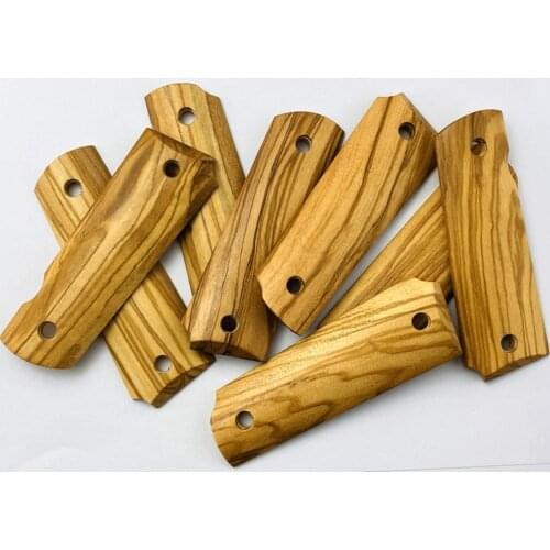 Non-slip DIY Custom Handle Patches Materials 1 Pair Full Size Olive Wood Hand Grip Blanks Scales Slabs For P4 ZY 1911 Models