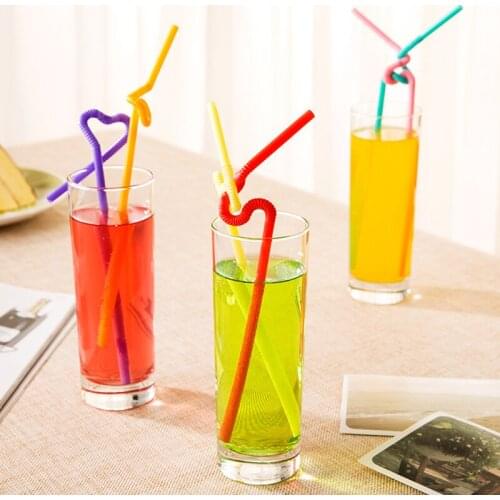 100PCS/Lot Disposable Straws Bendy Plastic Wine Juice Drinking Straws For Wedding Birthday Party Bar Decor Accessories