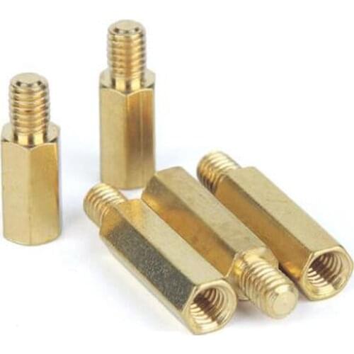 100Pcs M3*L+4 External Thread 4mm Brass Standoff Spacer Female Male Brass Threaded Spacer Hex Spacer