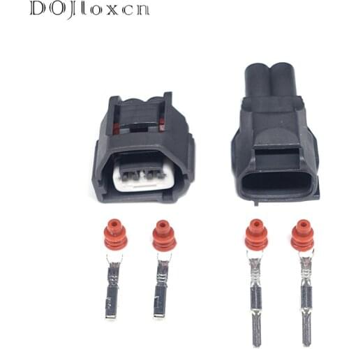 2 Sets 2Pin Toyota Auto Female Waterproof Connector Plastic Wire Harness Housing Black Plug 90980-10899 90980-10901 7283-7023-10