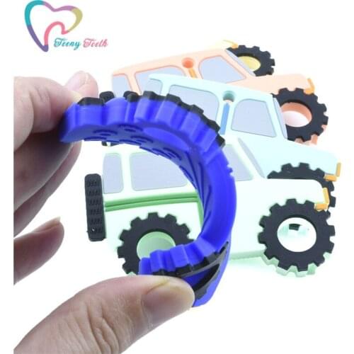 2 PCS BPA Free Silicone Jeep Car Teether Baby Jeep Teething Food Grade Baby Making Jewelry Pacifier Necklace Chains Gift Teether