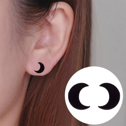 2020 New Fashion Stainless Steel Moon Stud Earrings for Women Small Earring Jewellery Party Gift